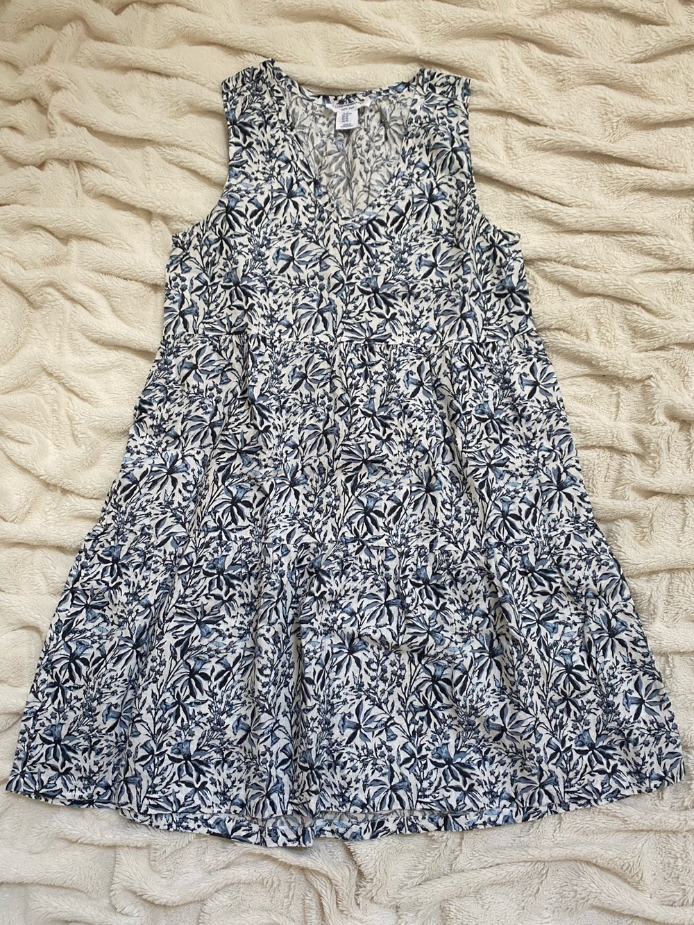 Lucky Brand 100% linen sleeveless breezy floral mini dress Sz XS